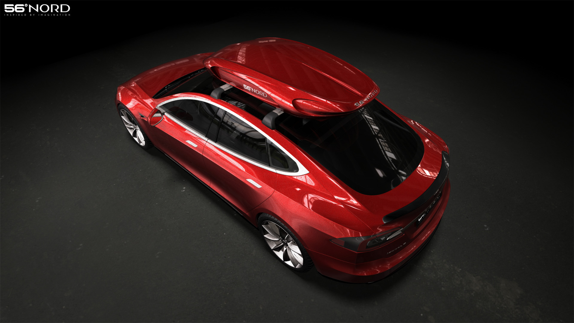 Tesla red side rear up